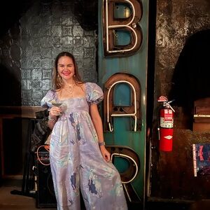 Selfie Lavender last unicorn Puff Sleeve Jumpsuit